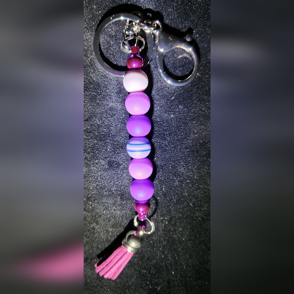 Purple Beaded Key Holder